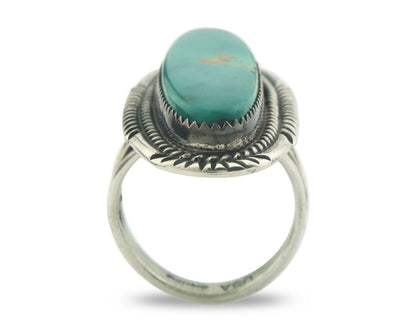 Navajo Ring 925 Sterling Turquoise Handmade Signed USA C.80's Size 9.75