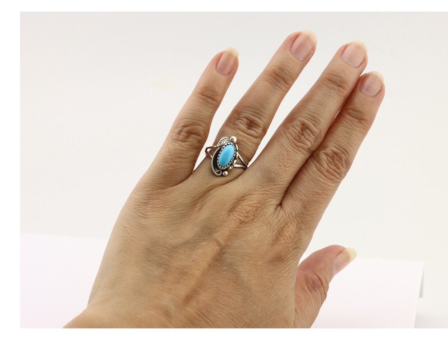 Navajo Ring 925 Silver Turquoise Artist Signed SkyStone Creations C.80's