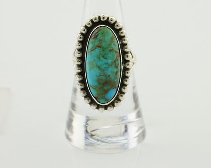 Navajo Shield Ring 925 Silver Arizona Turquoise Native Artist C.80's