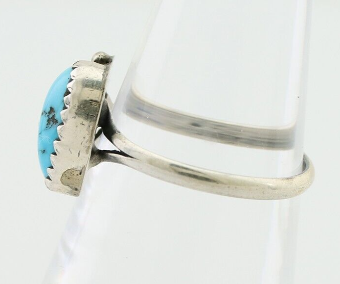 Navajo Ring 925 Silver Sleeping Beauty Turquoise Native American Artist C.80's