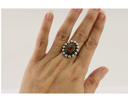 Navajo Handmade Ring 925 Silver Natural Fire Opal Native Artist Size 6.25 C.80's