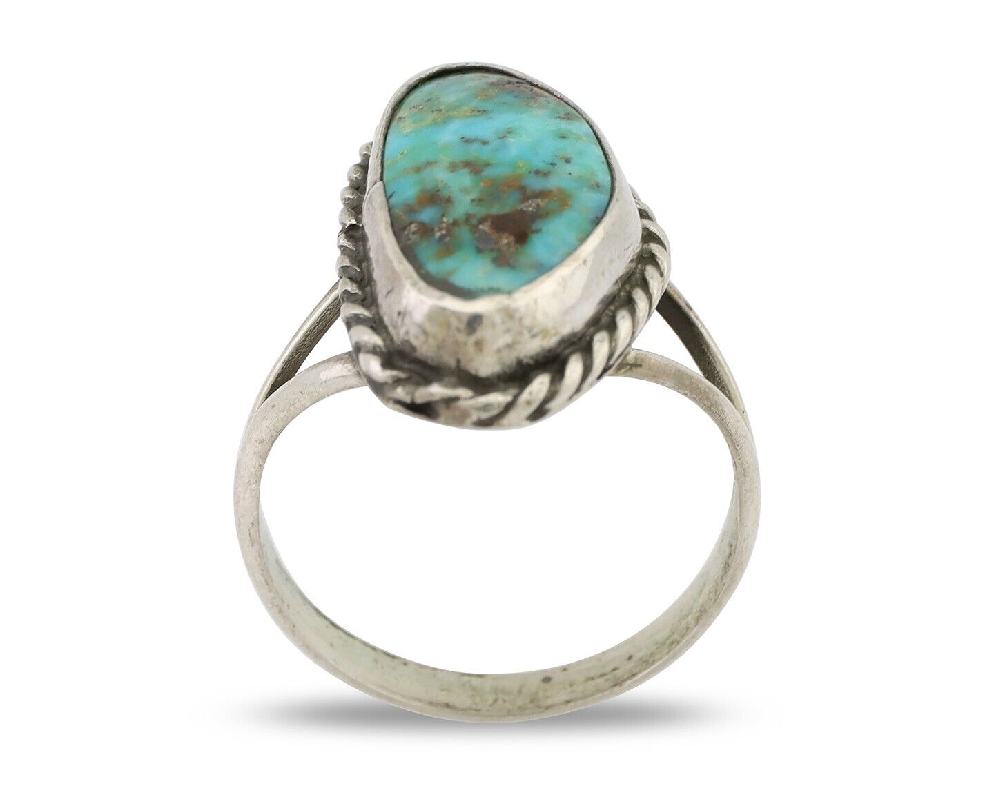 Navajo Ring 925 Silver Kingman Turquoise Artist Signed Rabbit Sticks C.80's