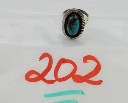 Navajo Ring 925 Silver Natural Turquoise Native American Artist C.80's