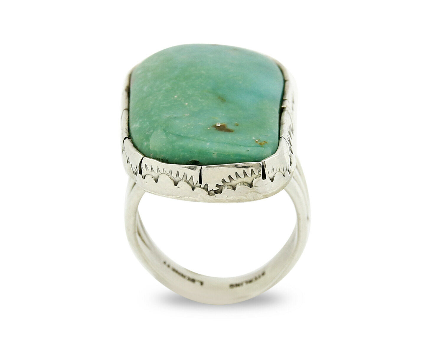 Navajo Signed L. Bennette .925 SOLID Silver Natural Turquoise Ring