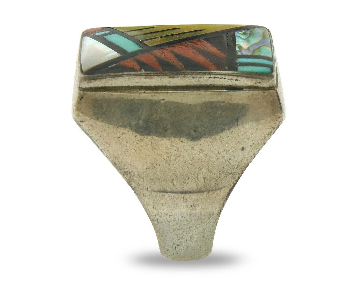 Vintage Zuni Ring 925 Sterling Authentic Natural Gemstone Signed Bowannie 11.25