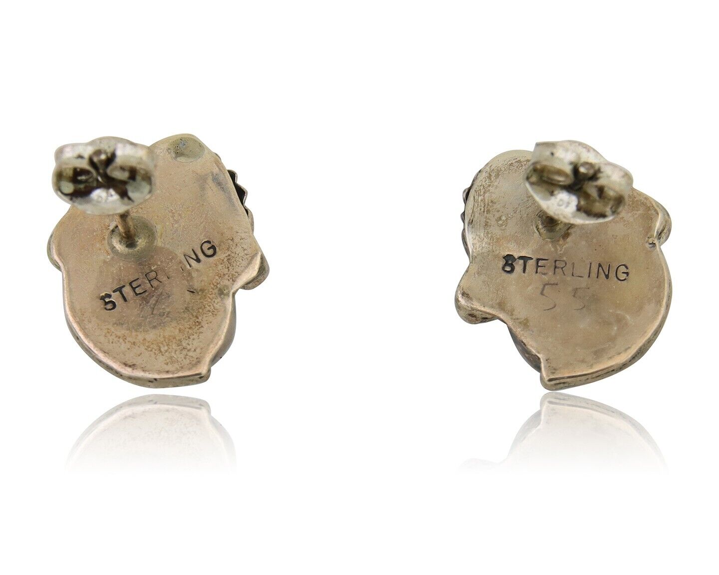 Navajo Handmade Earrings 925 Silver Blue Turquoise Artist Signed BJ C.80s