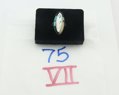 Vintage Zuni Ring 925 Sterling Silver Natural Gemstone Size 5.0
