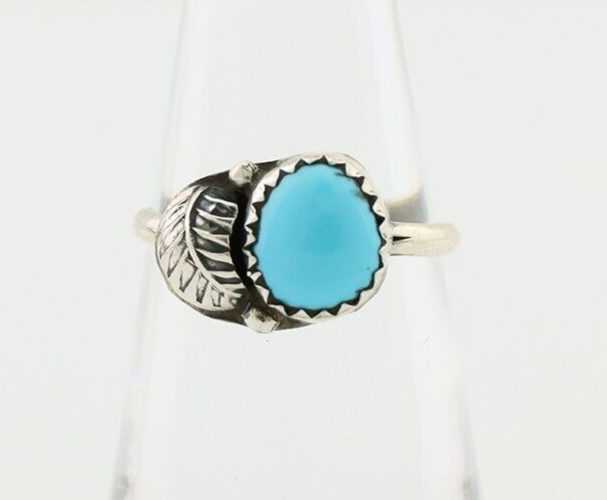 Navajo Ring 925 Silver Sleeping Beauty Turquoise Native American Artist C.80's