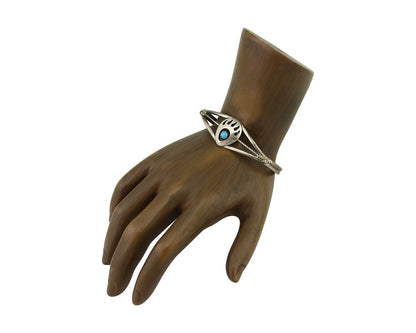 Navajo Paw Bracelet 925 Silver Blue Turquoise Native American Artist C.80's