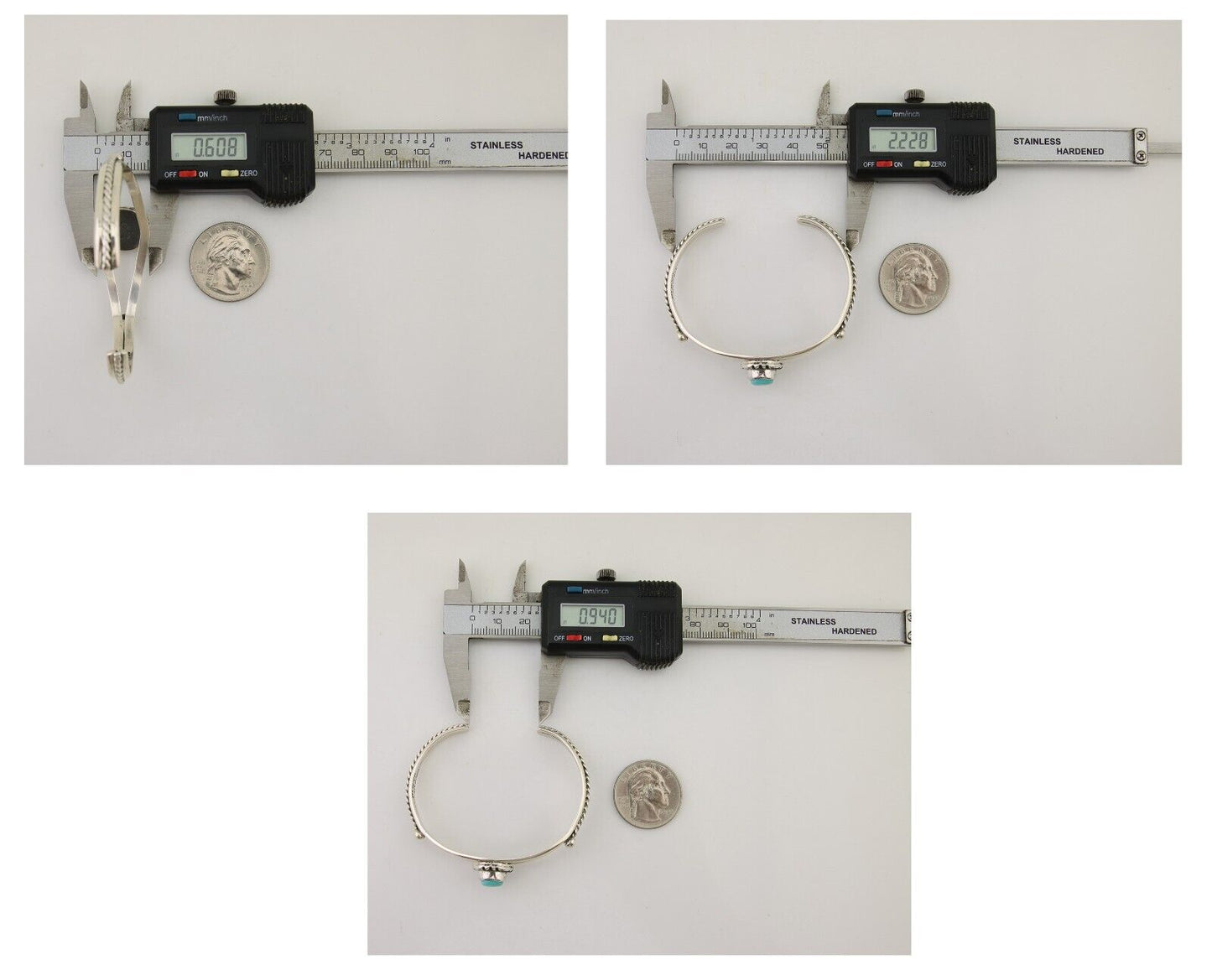 Navajo Bracelet 925 Silver Blue Turquoise Artist Signed Gecko C.80's