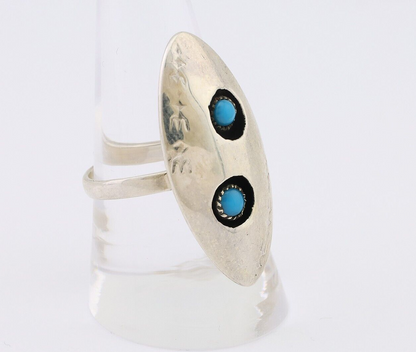 Navajo Ring 925 Silver Natural Blue Turquoise Native American Artist C.80's