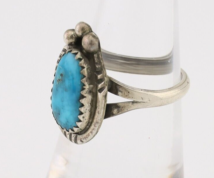 Navajo Handmade Ring 925 Silver Turquoise Native American Artist C.80's