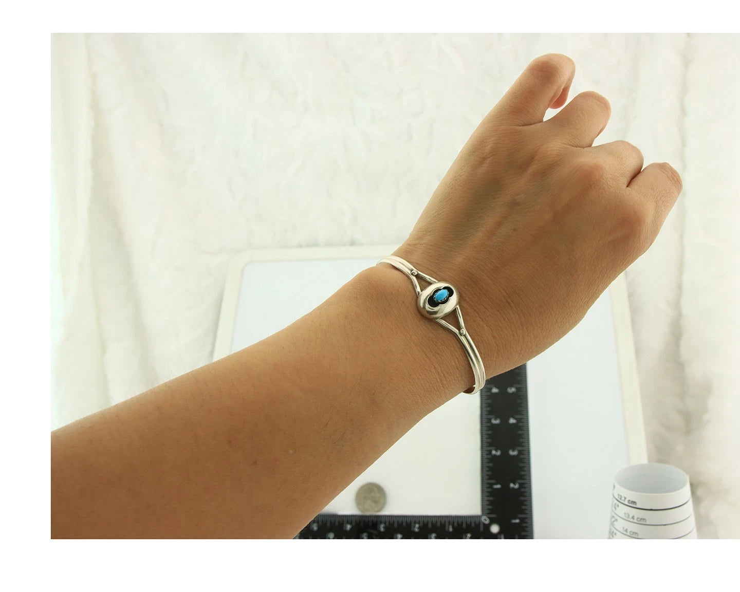 Navajo Cuff Bracelet Sterling Silver Authentic Natural Turquoise Native American