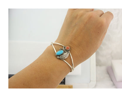 Vintage Navajo Bracelet 925 Silver Handmade Authentic Gemstone Traditional