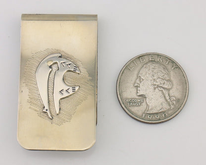 Navajo Spirit Bear Money Clip Handmade .925 Silver & .999 Nickle C.80's