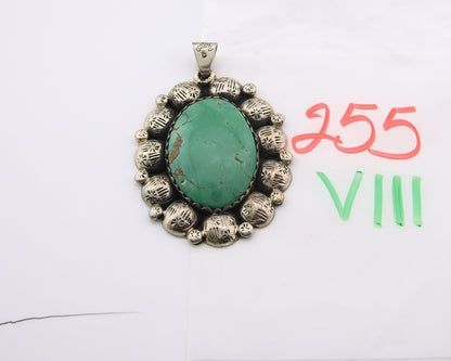 Large Navajo Pendant Sterling Silver Authentic Turquoise Vintage Artist Signed