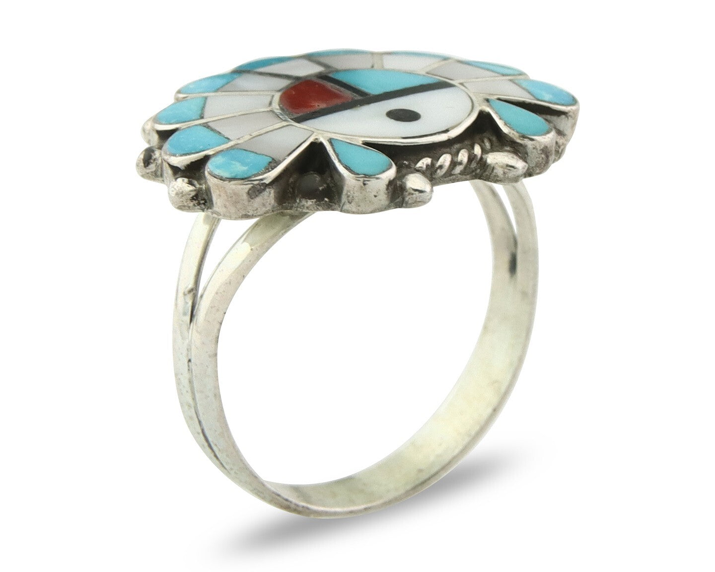 Vintage Zuni Ring 925 Sterling Silver Natural Gemstone Size 7.25