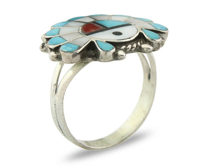 Vintage Zuni Ring 925 Sterling Silver Natural Gemstone Size 7.25