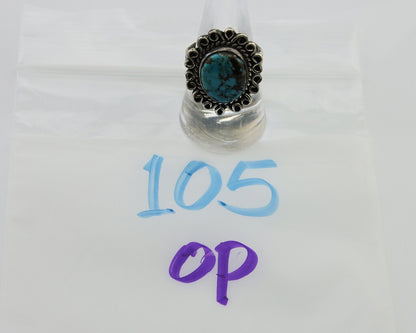 Navajo Ring 925 Silver Blue Turquoise Artist Siged Jerry Johnson C.80's