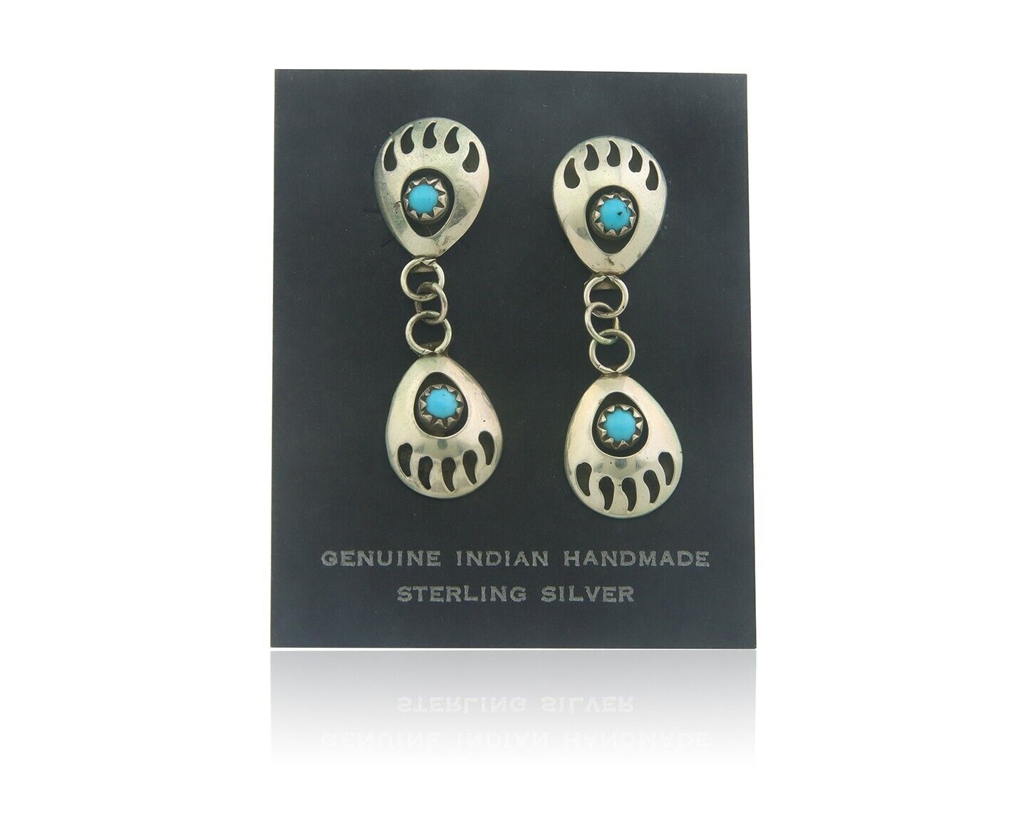 Navajo Earrings 925 Silver Natural Turquoise Native American Artist C80s