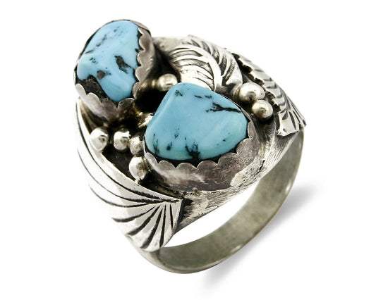 Navajo Ring .925 Silver Handmade Sleeping Beauty Turquoise Native American C.80s