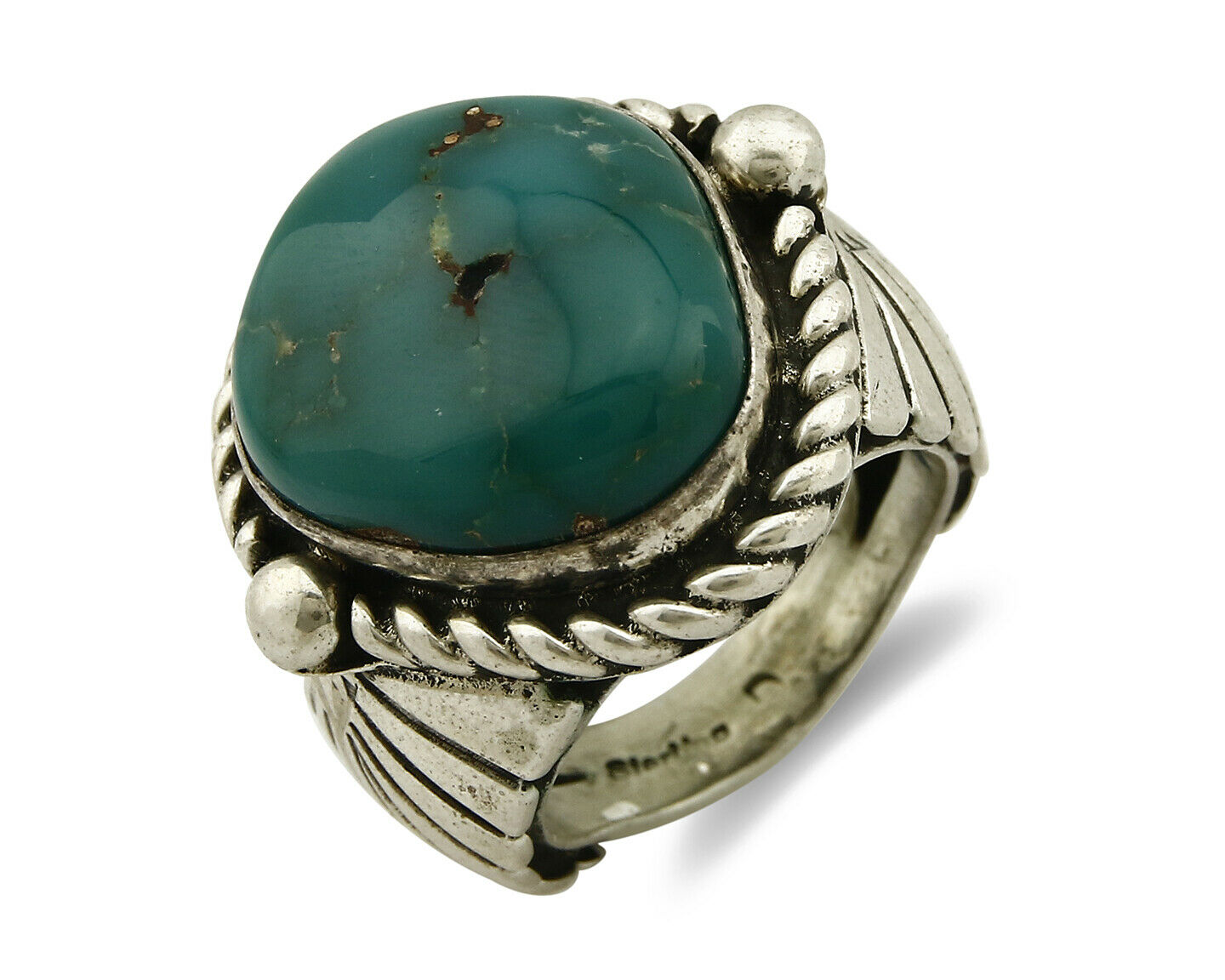 Navajo Ring .925 SOLID Silver Blue Gem Turquoise Signed Doug Zachary C.80's