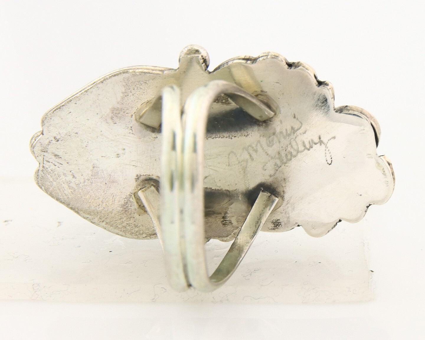 Navajo Ring 925 Sterling Turquoise Artist Justin Morris C.80's Size 8.0