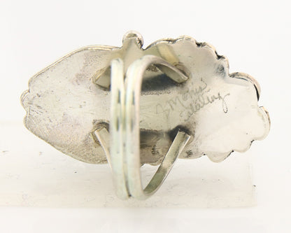 Navajo Ring 925 Sterling Turquoise Artist Justin Morris C.80's Size 8.0