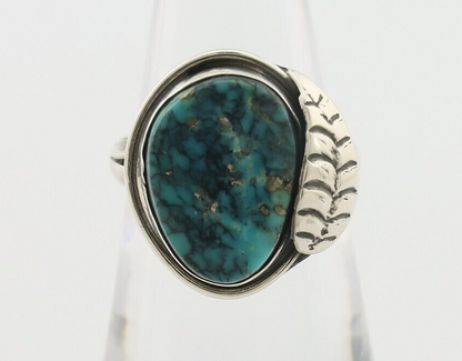 Navajo Ring 925 Silver Natural Blue Turquoise Native Artist Signed G.C. 01 C.80s