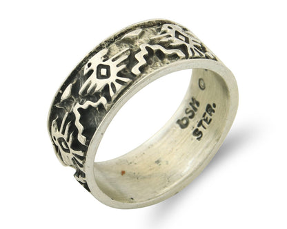 Navajo Band Ring Sterling Silver Vintage Authentic Signed BSM Size 5.0