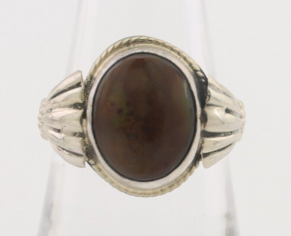 Navajo Handmade Ring 925 Silver Natural Fire Opal Native Artist Size 8.25 C.80's