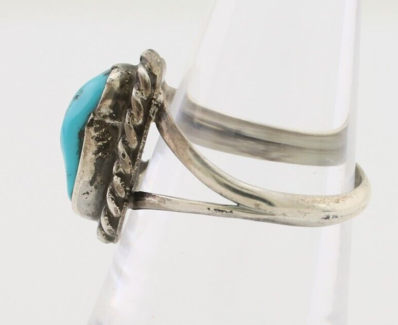 Navajo Ring 925 Silver Kingman Turquoise Native American Artist C.80's