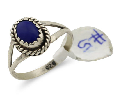 Navajo Ring 925 Silver Lapis Hand Stamped Native American Artist C.80's