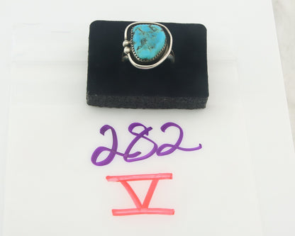 Vintage Navajo Ring 925 Sterling Authentic Turquoise Artist Signed RD Size 10