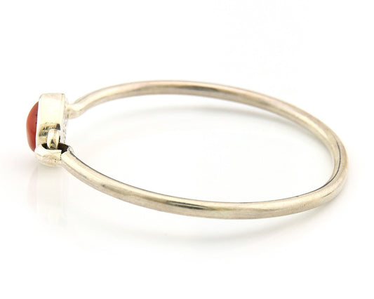 Navajo Bracelet Sterling Silver Natural Red Coral Artist Signed Sunrise