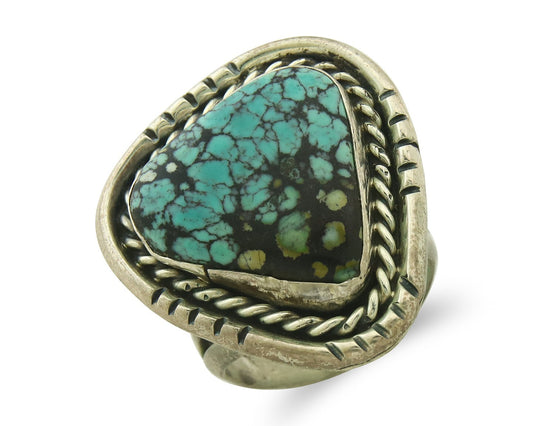 Vintage Navajo Ring 925 Sterling Silver Turquoise Signed L Bennett Size 7.5