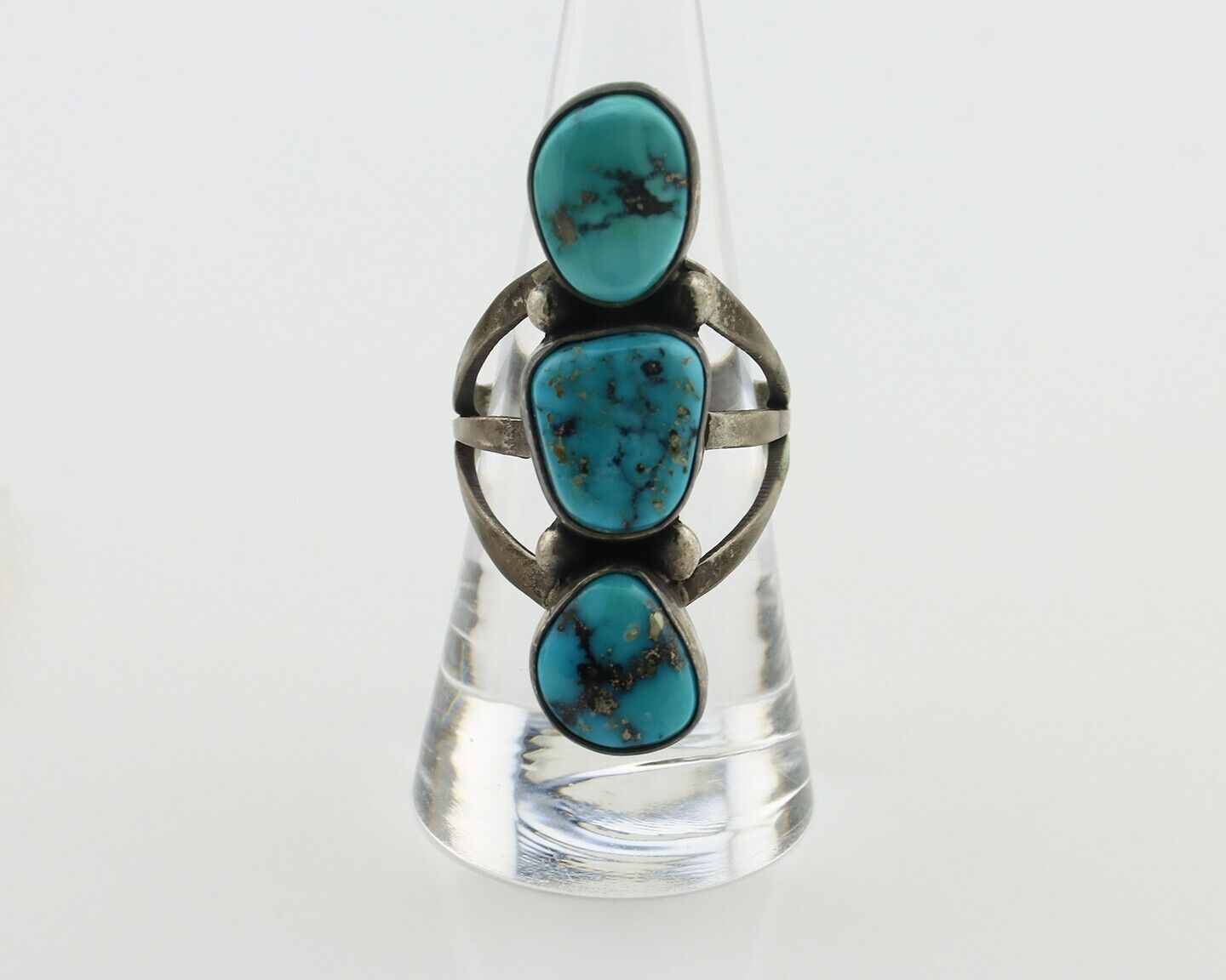 Navajo Ring 925 Silver Natural Blue Turquoise Native American Artist C.80's