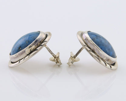 Navajo Paw Earrings 925 Silver Blue Denim Lapis Native American Artist C.80's