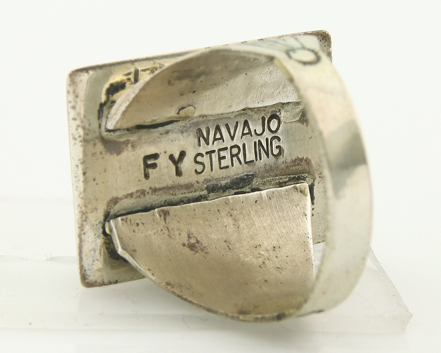 Vintage Navajo Ring 925 Sterling Natural Gemstone Signed FY Size 11.5