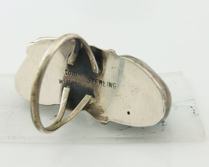 Vintage Navajo Ring 925 Sterling Silver Turquoise Signed Tom Willeto Size 8.75