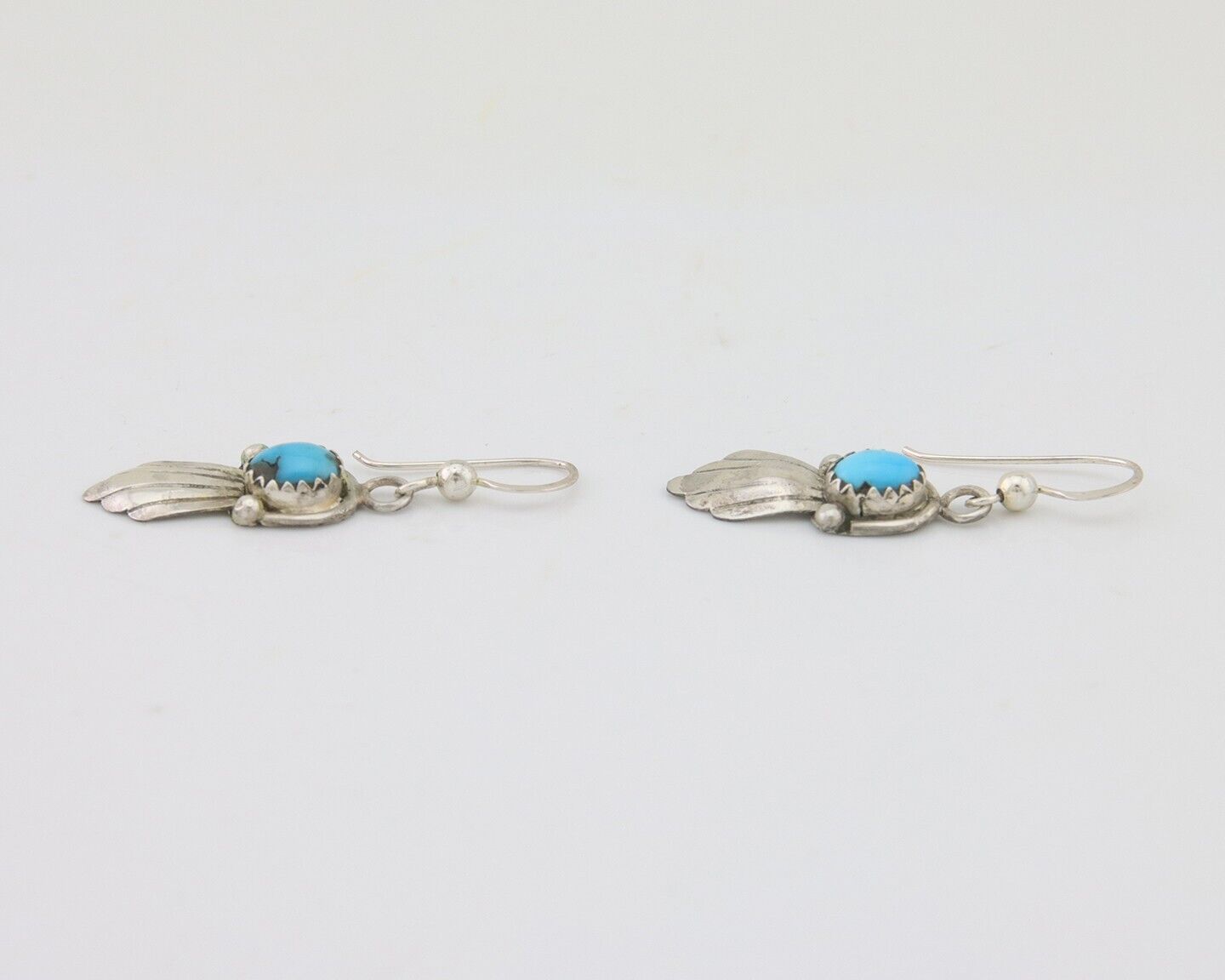 Navajo Earrings 925 Silver Blue Turquoise Artist Signed Kee Tsosie C.80's