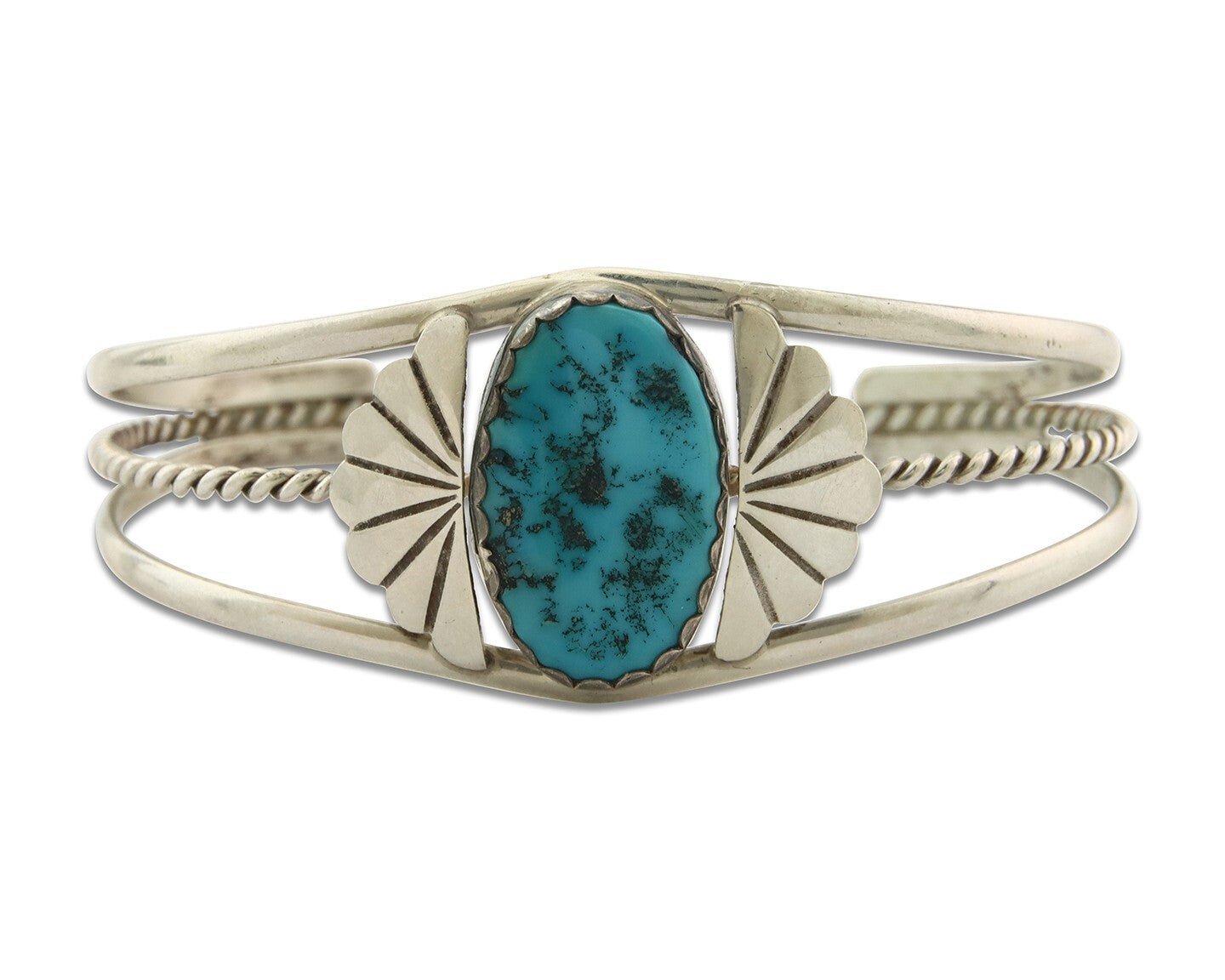 Vintage Navajo Bracelet 925 Silver Turquoise Handmade Signed L T Chee