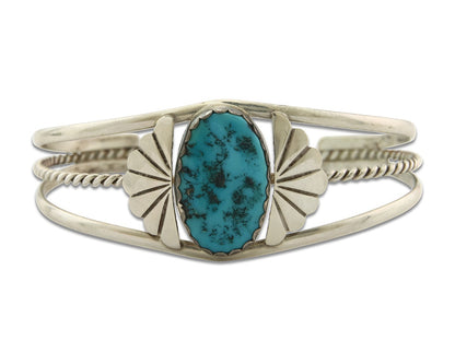 Vintage Navajo Bracelet 925 Silver Turquoise Handmade Signed L T Chee