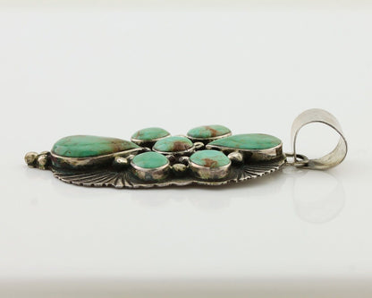 Navajo Turquoise Pendant 925 Silver Artist Signed LJ C.80's