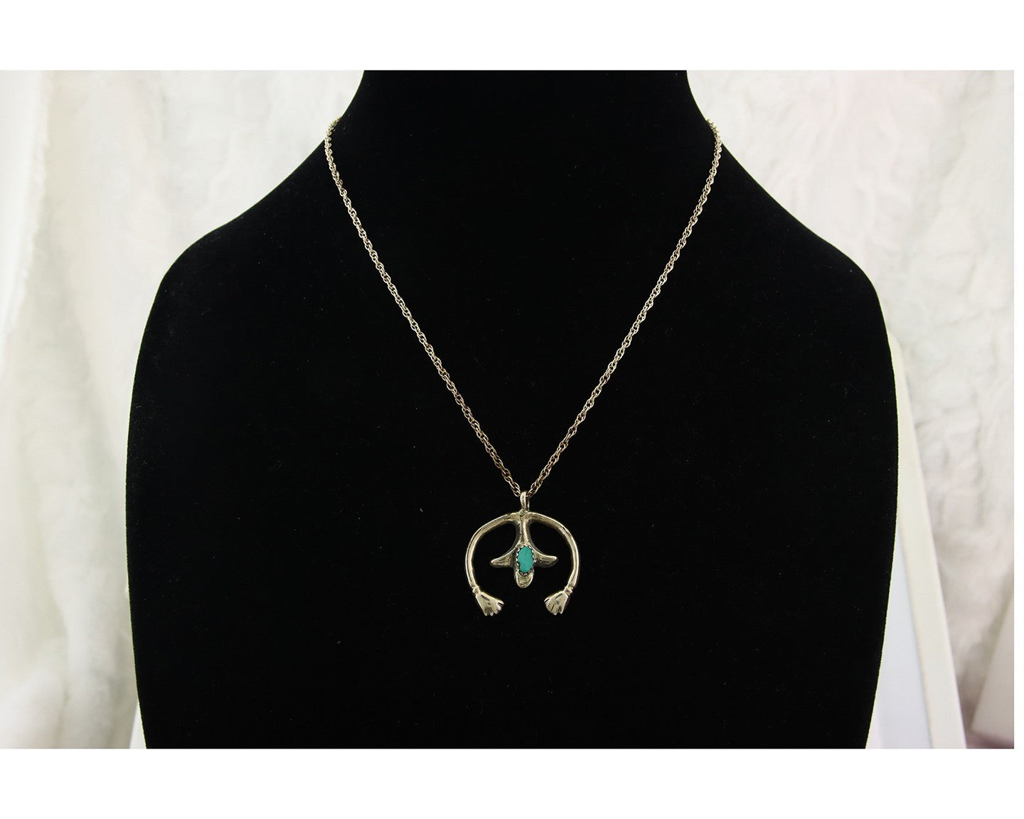 Navajo Naja Necklace Sterling Silver Authentic Natural Turquoise Vintage