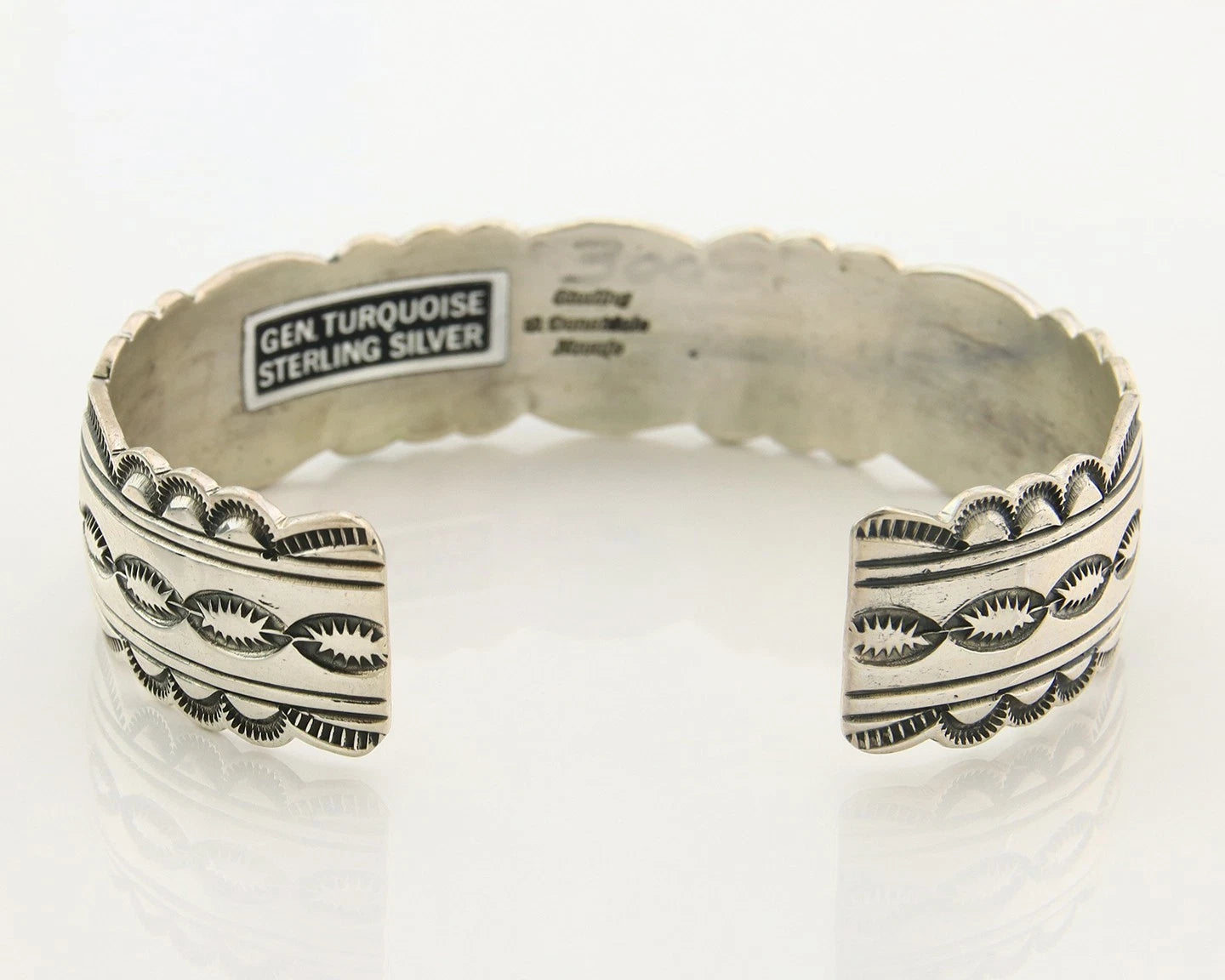 Navajo Cuff Bracelet Sterling Silver Natural Gemstone Vintage Signed W Denetdale