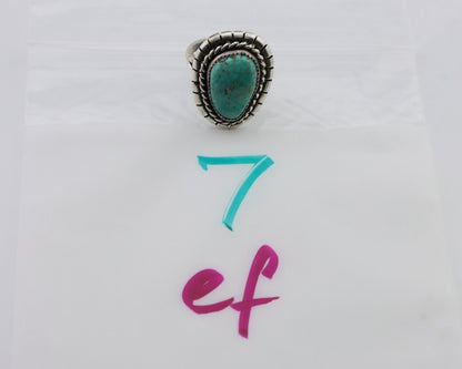 Navajo Ring 925 Silver Spiderweb Turquoise Signed William Denetdale 7.75 C.80's