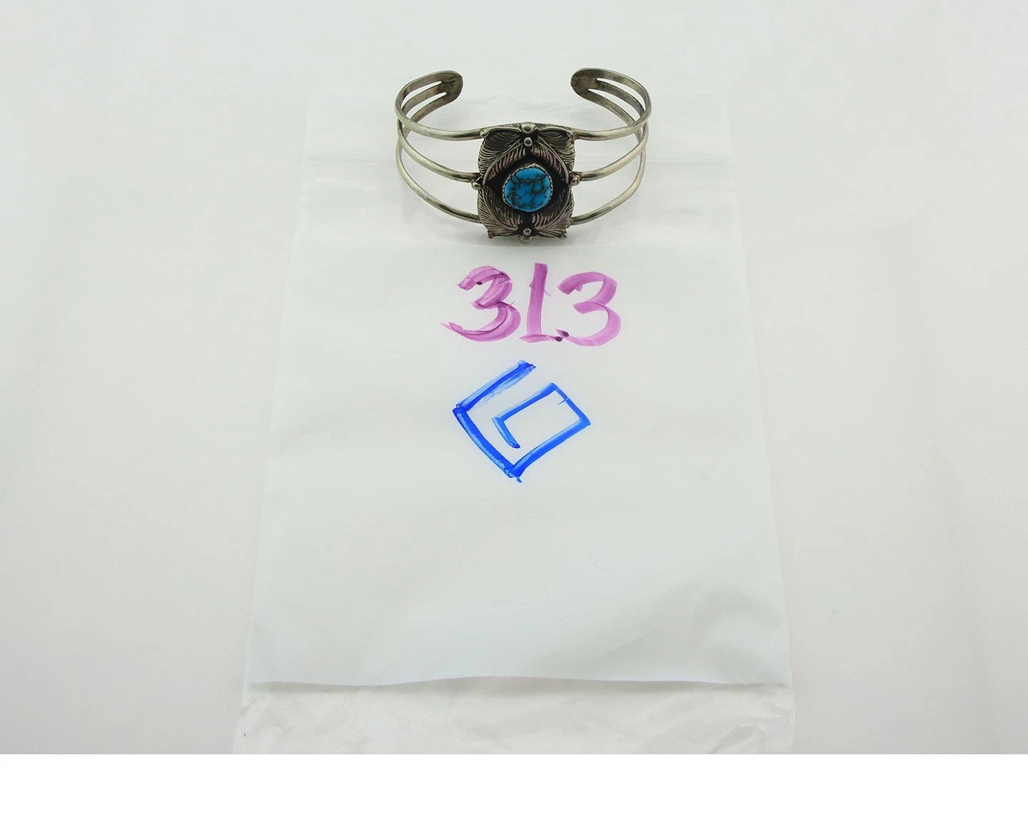 Navajo Cuff Bracelet Sterling Silver Turquoise Handmade Vintage Native Artist