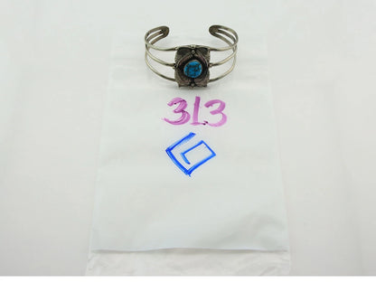 Navajo Cuff Bracelet Sterling Silver Turquoise Handmade Vintage Native Artist