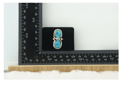Vintage Zuni Ring 925 Sterling Silver Turquoise Signed Effie Calavasa Size 6.75